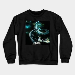 Awesome fantasy piano in a cave with dancing ballet Crewneck Sweatshirt